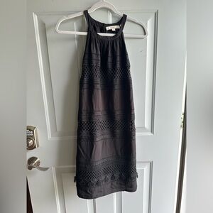 LOFT Black Tiered Halter Mini Dress